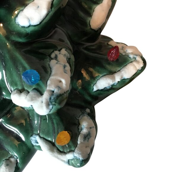 Vintage Ceramic Christmas Tree With Snow & Lights 14" Handmade - Picture 3 of 10